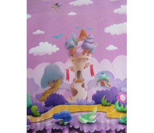 Jersey Panel Feen & Elfen Palast - rosa flieder